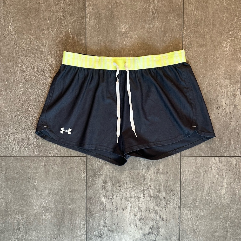 Under Armour Gray Lime Green Shorts Size Small EUC